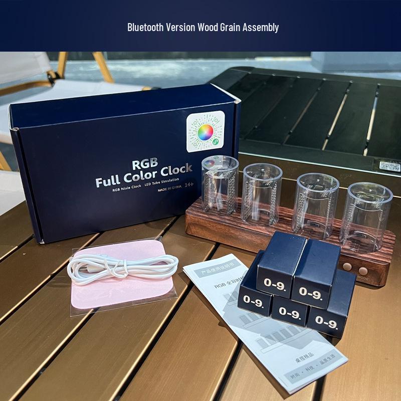 RGB Nixie Tube-Inspired DIY Clock: Creative Desktop Ornament and Atmosphere Decor Gift