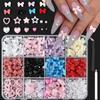 12/15 Grids/Box Mixed Resin Bowknot Nail Charms 3D Colorful Bow  Nail Art Decorations Diy Manicure Parts With Tools