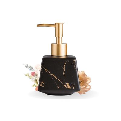 Ceramic Liquid Soap Dispenser for Bathroom (260 Ml) - Marble Finish Handwash Dispenser Bottle for Kitchen - Soap Dispenser