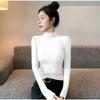 Black Semi-turtleneck Threaded Bottoming Shirt Women's New Slim-fitting and Thin Long-sleeved Shirt Women's Top
