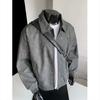 Mens Vintage Washed PU Leather Jacket With Metal Pin Detail Loose Fit Long Coat
