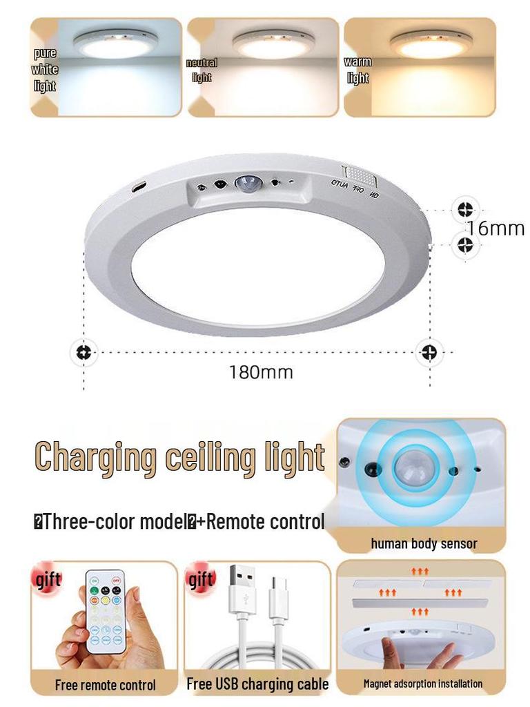 Rechargeable Motion Sensor Ceiling Light for Home Decor & Corridor Ambiance