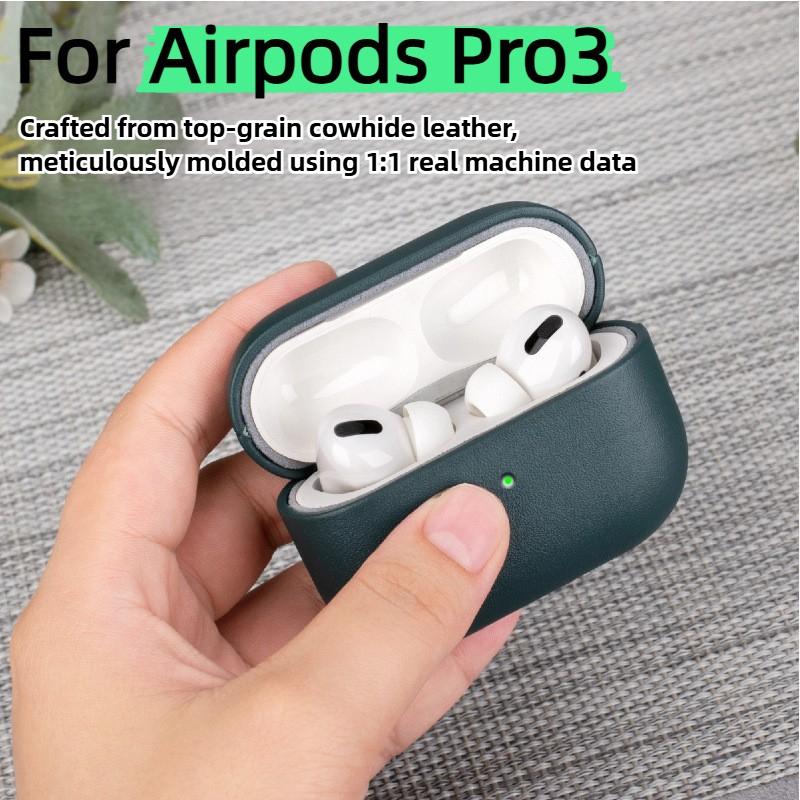 

Genuine Cowhide Leather Case for AirPods Pro 3 All-inclusive Anti-drop Earphone Cover for AirPods 3/4/Pro 2 in1 Split Hard Shell for AirpodsPro3