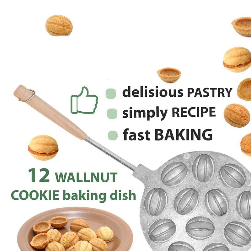 ABBP-Cookie Assorted Maker,12 Form Skillet,Oreshki Mold,Cookie Candy Maker Griddle - Walnut Press Pastry