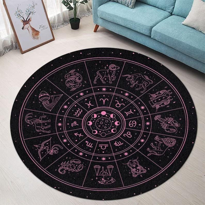 Magische Okkulte Runen Runder Teppich Runen Aus Der Hölle Fußmatte Satanischer Kreis Teppich Hexe Gothic Teppich Rock Goth Heimdekor