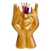 Porta-Canetas com Design de Rosto Abstrato Escultura Criativa Grande Capacidade Organizador de Mesa para Canetas Borrachas Lápis de Cor Marcadores Pincéis de Maquilhagem