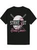 Polyester T-Shirt mit Rundhalsausschnitt und „Strike Out Breast Cancer“ Grafikdesign