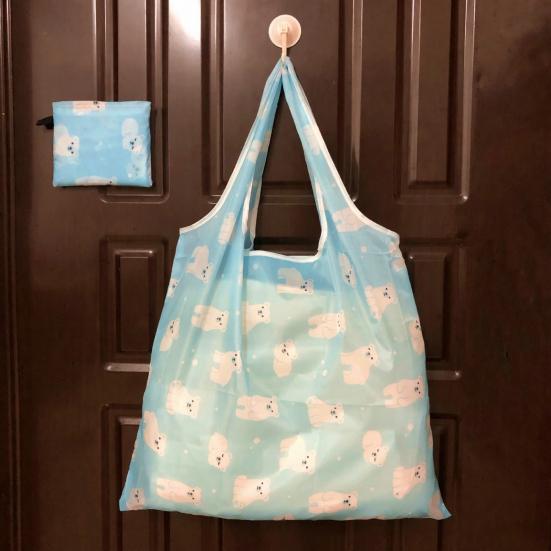 Folding Shopping Bag Reusable Tote Cute Prints Foldable Portable Animal Plants Fabric Grocery Shopping Tote
