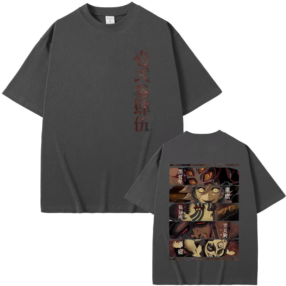 Anime Demon Slayer Kokushibo Douma Akaza Hantengu Gyokko Graphic T-shirt Men's Women Cartoon Oversized Tshirts Male Vintage Tees