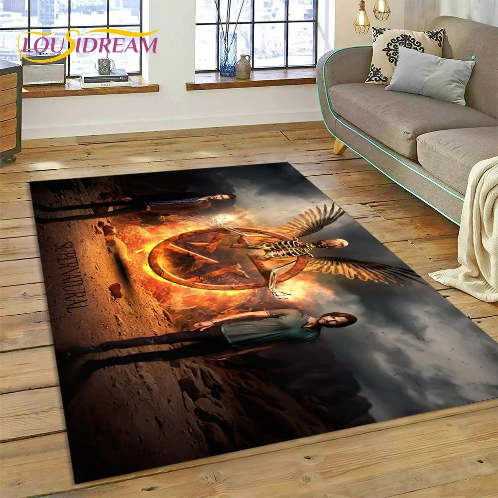 SPN Latest Supernatural Dean Sam 3D Rug Carpet for Living Room Bedroom Home Decor,Floor Mat Non-slip Decoration for Sofa Doormat