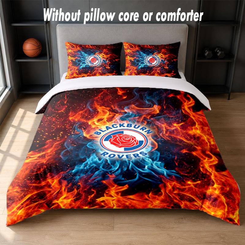 Blackburn Rovers Football Design Bed Bedding Set 1 Duvet Cover + 2 Pillowcases Soft Breathable Household Bed Linens