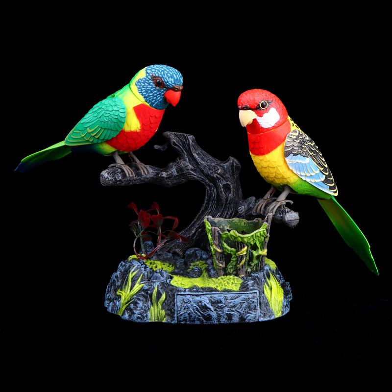 Electronic Sound Activated Motion Sensor Singing Parrot Toy With Realistic Chirping And Moving Actions For Home Decoration