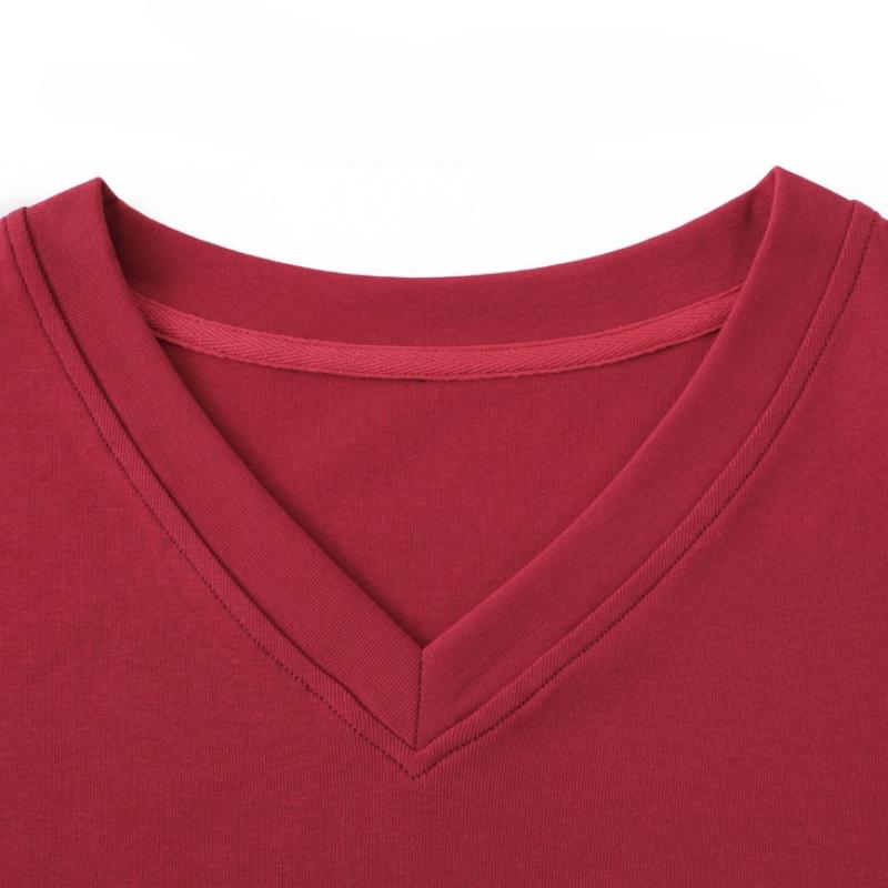 Women's Slim Fit V Neck Long Sleeve T-Shirt Solid Color Top for Spring and Fall Casual Shirts