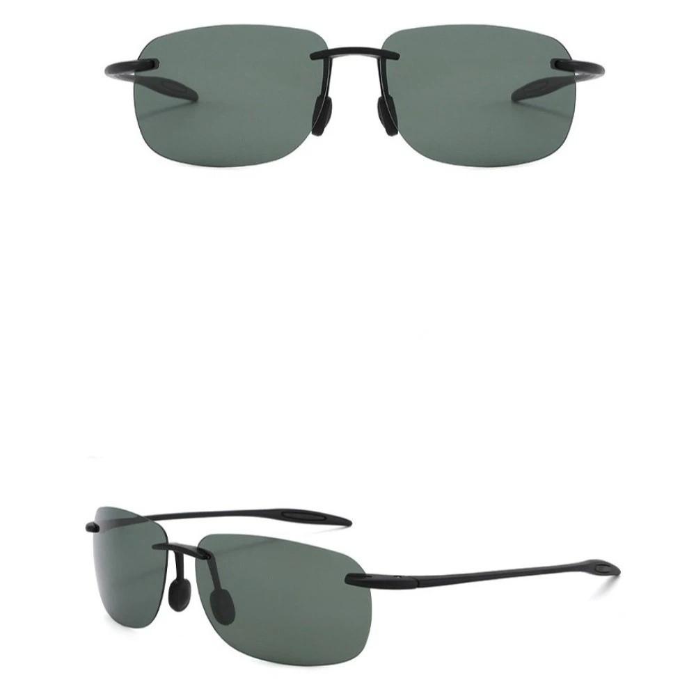 Flexible Frame Polarizing Sport Sunglasses Comfort Fit Colorful Design Frameless Sunglasses Square Shape PC