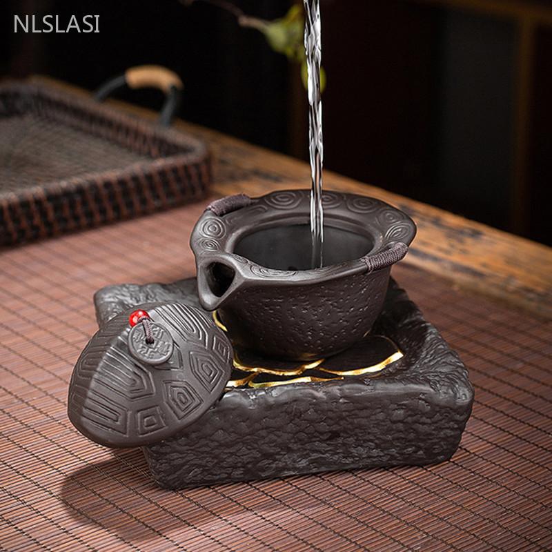 100ml Yixing Purple Clay Teapot Raw Ore Purple Mud Turtle Shell Hand Grab Pot Household Zen Tea Infuser Handmade Filter Tea Pot