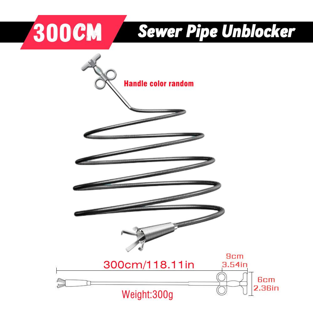 90/160/200/300cm Sewer Pipe Unblocker Snake Spring Pipe Dredging Tool Kitchen Bathroom Sewer Cleaning Tool Kitchen Accessories