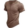 Summer Short Sleeve Men's T Shirts Men Tee Buttons V Neck T-Shirt Man Solid Top
