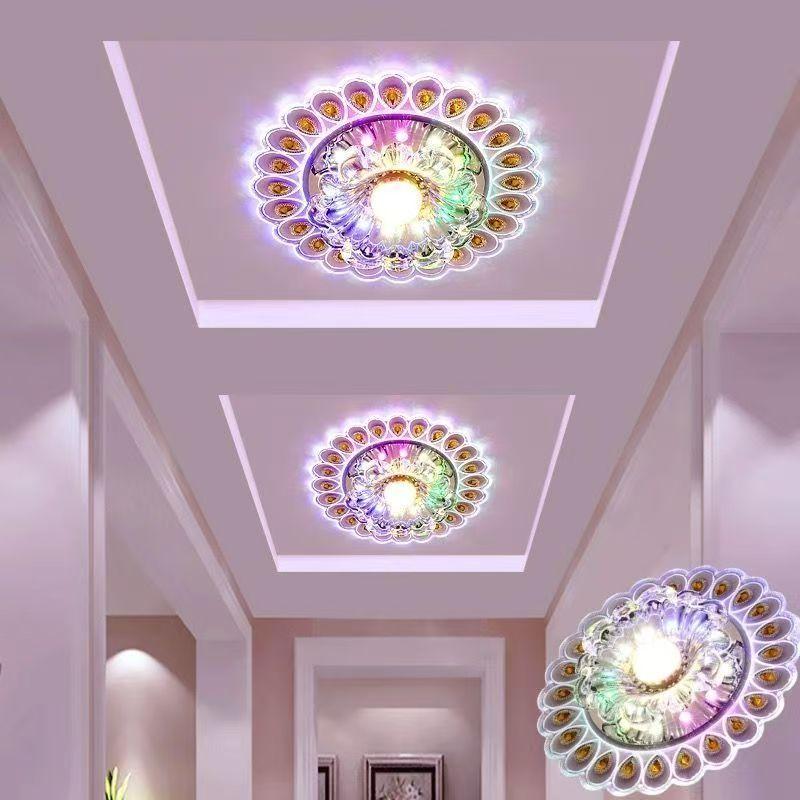 Modern Crystal Glass LED Ceiling Spot Light Corridor Hallway Aisle Porch Ceiling Mounted Recessed Home Decor Lighting Fixture