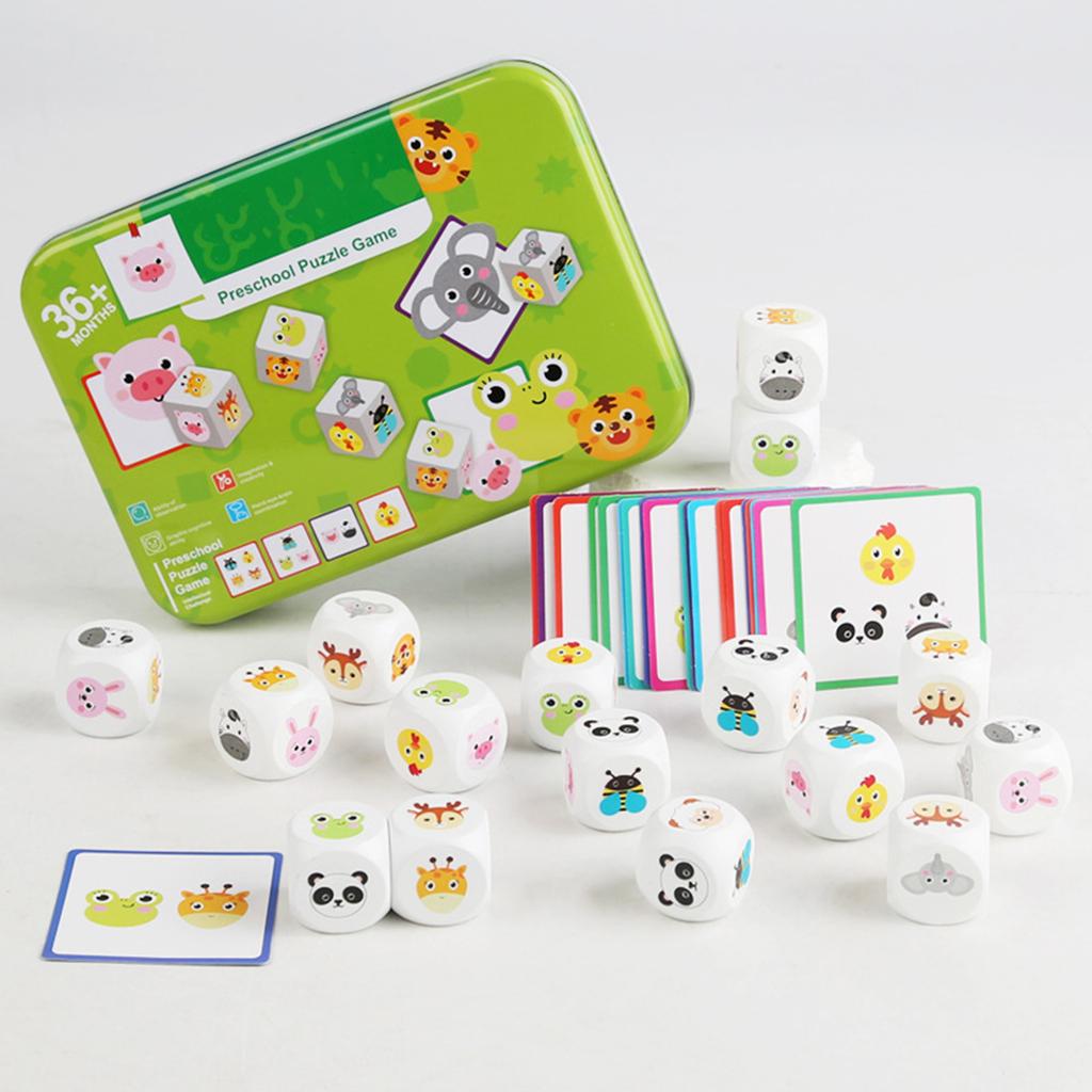 Animal Matching Game,Wooden Focus Training Toy Ages 3+, Memory & Observation Game With 20 Card,Educational Games, Colorful Illustrations