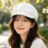 Autumn and Winter Retro Octagonal Hat Female British Newsboy Hat Showing Face Small Painter Hat Solid Color Versatile Short Brim Beret Cap