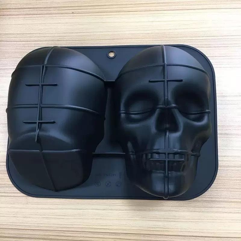 Velká forma na dort lebka 12,6 palce, Silikonová forma lebka pro halloweenské pečení, 3D detailní forma na pečení dortu lebka pro narozeninovou oslavu