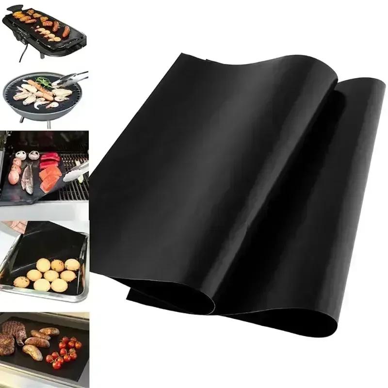 1PC 33x40cm Reusable Non-stick BBQ Grill Mat 0.08mm Thick PTFE Barbecue Baking Liners  Cook Pad Microwave Oven Tool  DropShip