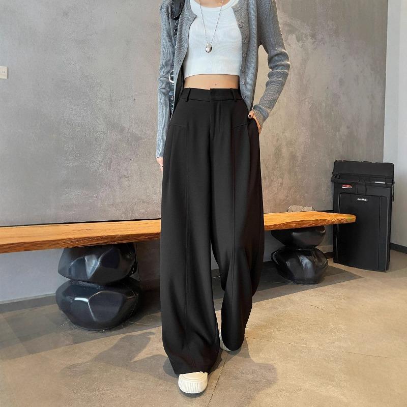 Ai Xuan, white suit wide-leg pants women's loose early autumn versatile black high-waisted casual straight-leg pants