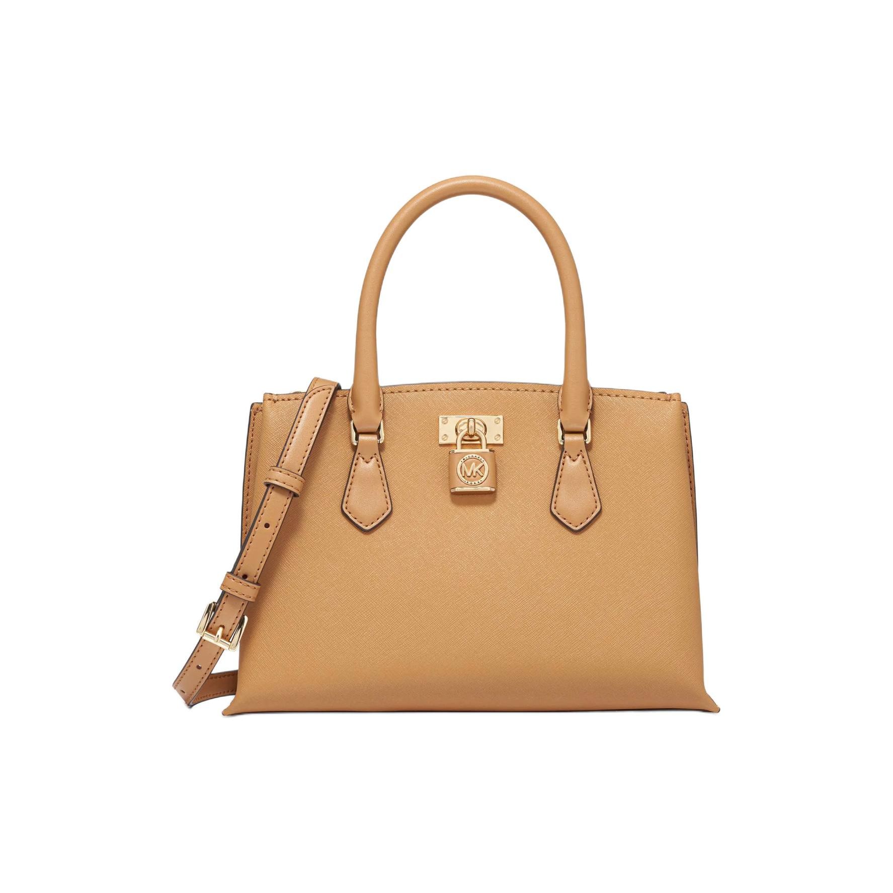 

Michael Kors MK Ruby Adjustable Shoulder Strap Magnetic Closure Leather And Synthetic Leather Crossbody Handbag Small Women Handbag 30S3GR0S1L-174 Basic Set (Bag+Dust Bag)