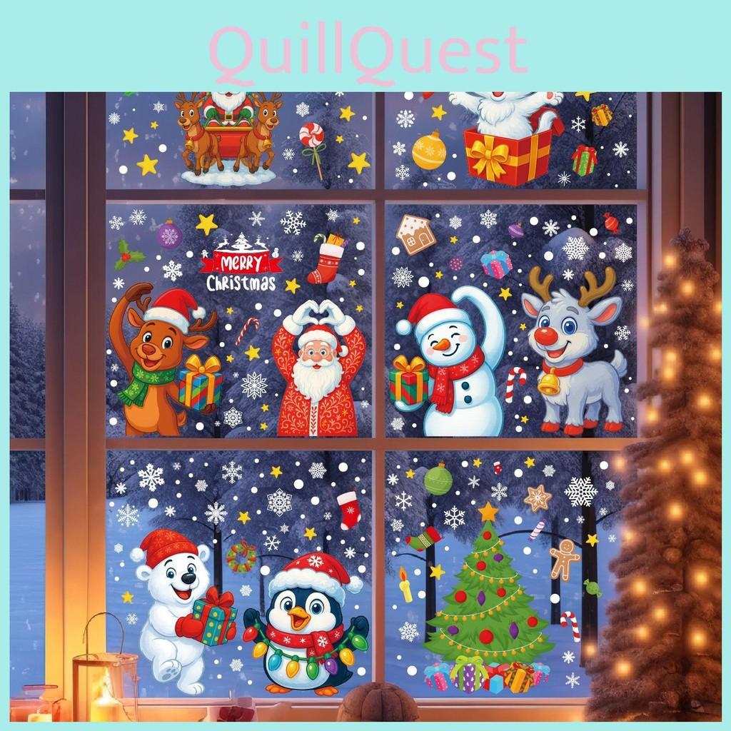 Christmas Wall Party Stickers Set Santa Snowman Reindeer Snowflake Holiday Decor