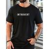 Summer Men's Cotton Oversized Tee English Letter Print Casual Streetwear Short Sleeve Breathable Round Neck