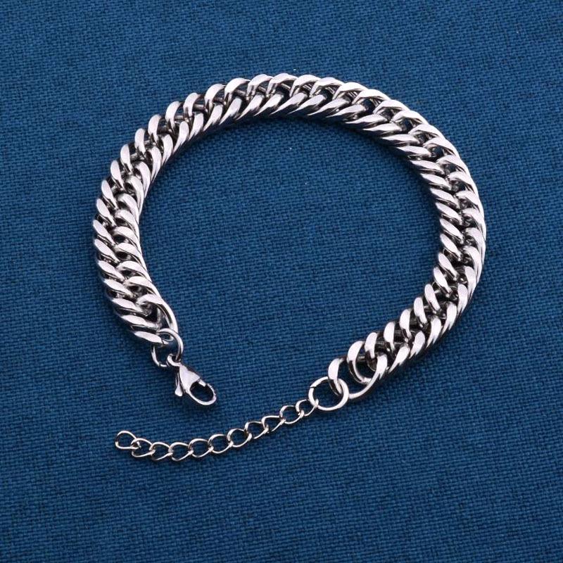 Men's Trendy Double Weave Frosted Cuban Chain Bracelet, Titanium Steel, Colorfast, Hip Hop Neutral Style, Women's Hot Girl Jewelry.