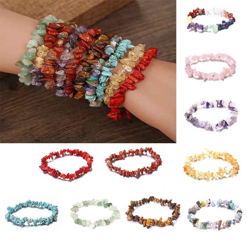 Exquisite Natural Irregular Rock Crystal Gemstone Chips Stretch Strand Bracelet