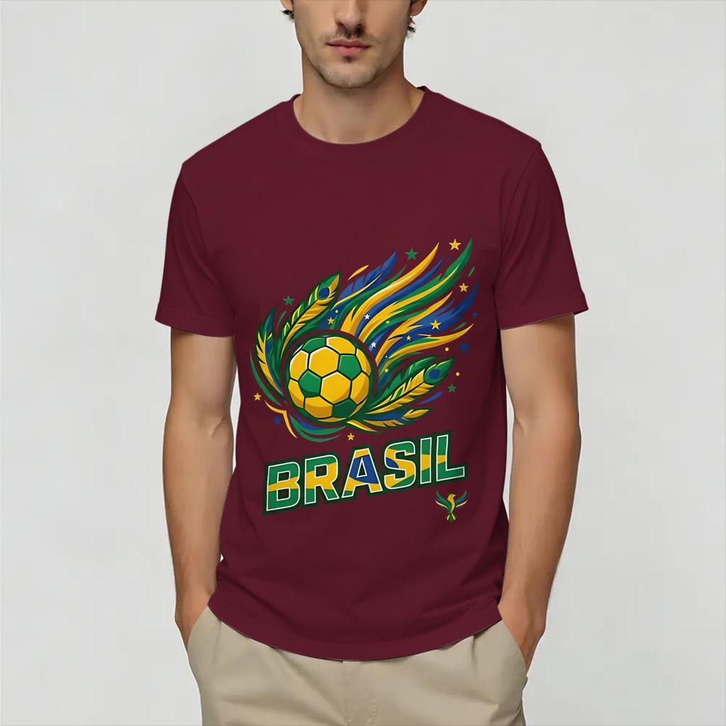 Brazil 2026 Soccer Tshirt Beach Trending Tshirts Unisex Cotton Round Neck 4xl 5xl 6xl Clothing Shortsleeved Aesthetic Tshirt