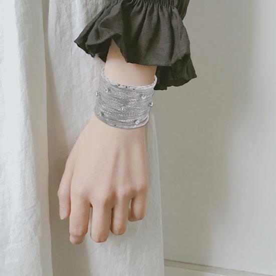 Women Boho Bracelet Multi-Layer Open Bracelet Adjustable Cuff Bracelet