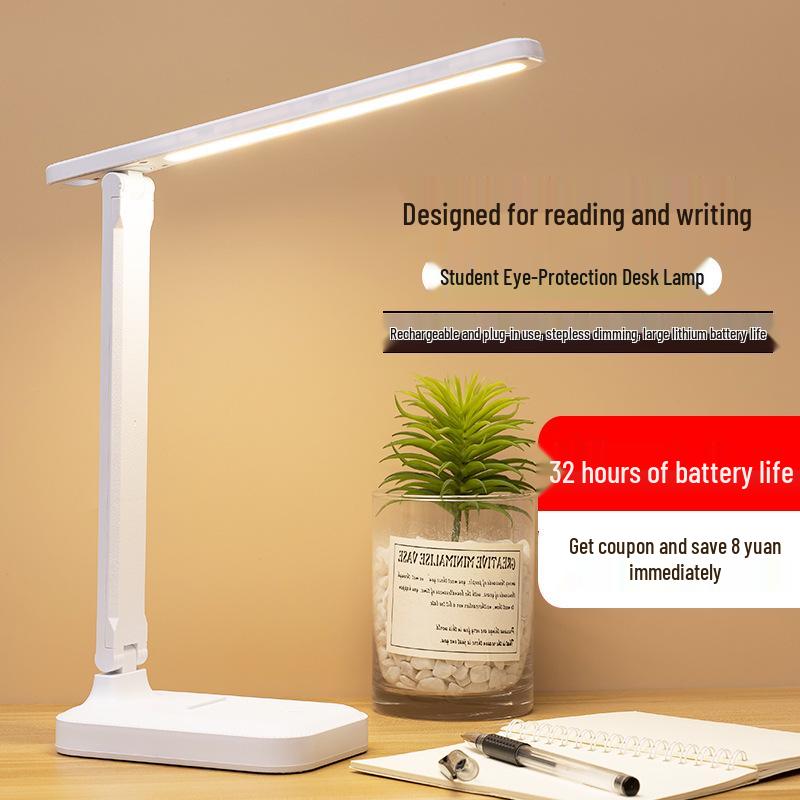 Eye-Protective LED Desk Lamp - Touch Control, Folding Design for Students and Children's Bedside
