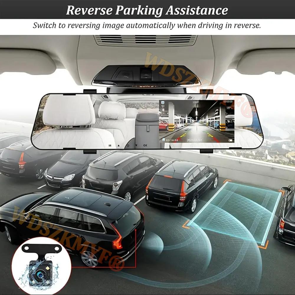 Upgraded Slim Rearview Mirror With Car Dvr 1080P Dash Cam for Car Camera Dual-Lens Video Recorder Front and Rear Camera Dashcam