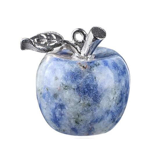 DIY Necklace Pendant Fruit Shape Natural Faux Crystal Pendant with Electroplated Silver Leaf Buckle 20mm Mini Ornament