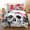 Gothic Comforter Cover Sets  Print Halloween Skull Duvet Set King Black White Decorative 3 Piece Bedding Set With Pillow Shams