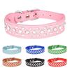 Pet Collar Rhinestone PU Leather Plain Weave Snake Pattern Metal Accessories Medium and Small Dog Products