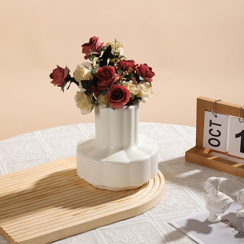 Chinesischer Stil Plastikvase Imitation Porzellan Blumentopf Kreativer Blumenarrangementsbehälter Trocken Nass Raum Desktop Dekor
