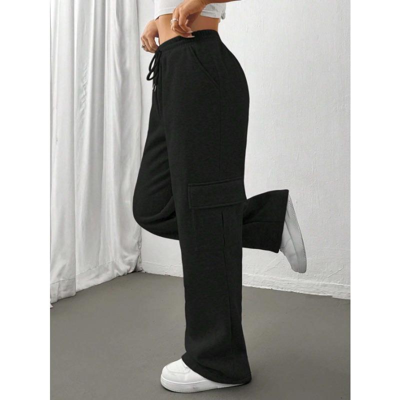 VEZFAA Damenmode, lässig, einfarbig, bedruckt, hohe Taille, Hosen, Hosen und Caprihosen