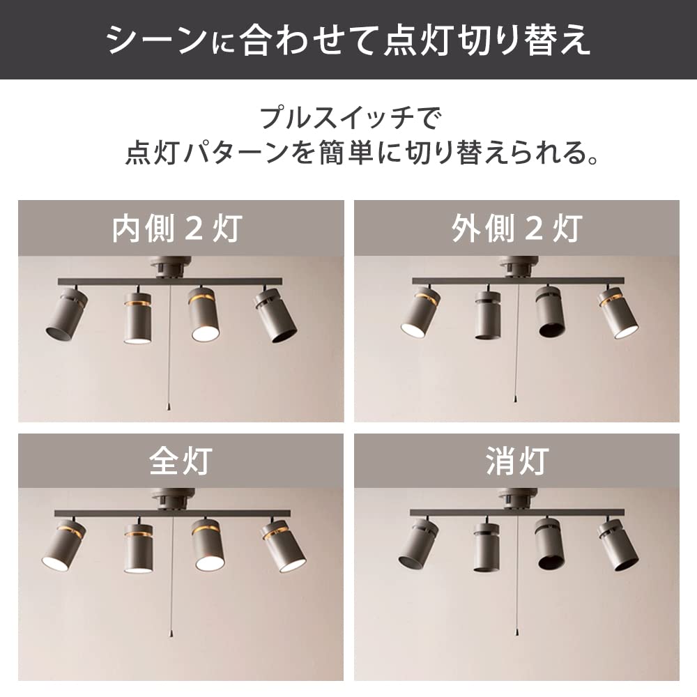 Iris Ohyama CE4LA-22SS-MB Mattschwarze LED-Deckenleuchte, 4 Lichter