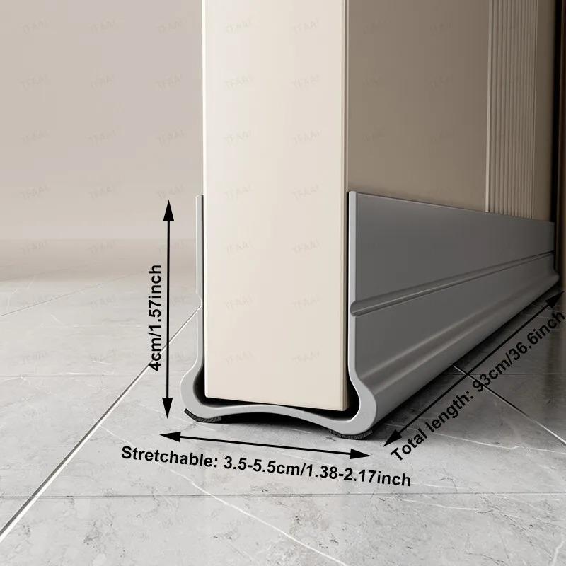 

1PC Door Gap Weather Strip 93cm Adjustable Flexible PVC Triple Seal Soundproof Windproof Bottom Seal Strips Self-adhesive Strip 93cm сірий колір