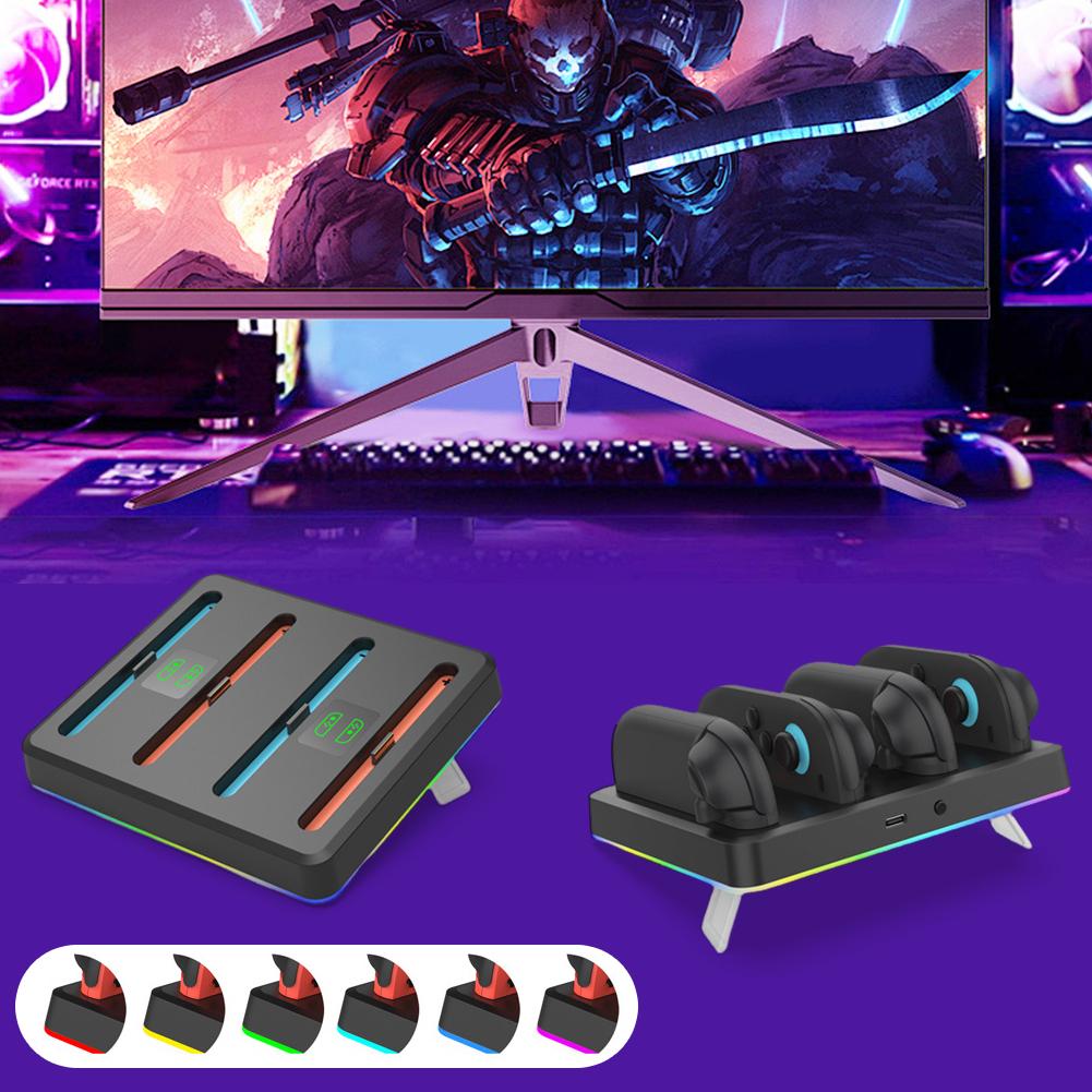 4 in 1 Charging Dock with RGB Lights Magnetic Controller Charger Stand Station for Nintendo Switch 2 Joy-Con Game Accessories