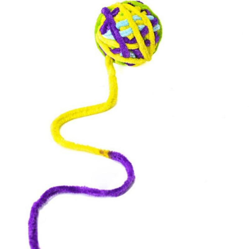 Jucării amuzante pentru pisici Mingi colorate din fire cu sunet de clopot Jucărie interactivă de mestecat pentru pisoi Minge de jucărie umplută Accesorii pentru pisici