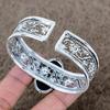 Silver Sheen Obsidian Gemstone 925 Sterling Silver Cuff Bangle Adjustable KKG-777