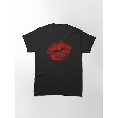 Valentines Day Unisex Cotton Tshirt Unisexs and Womens Lip Flower Pattern Summer New Casual Fashion Tshirt