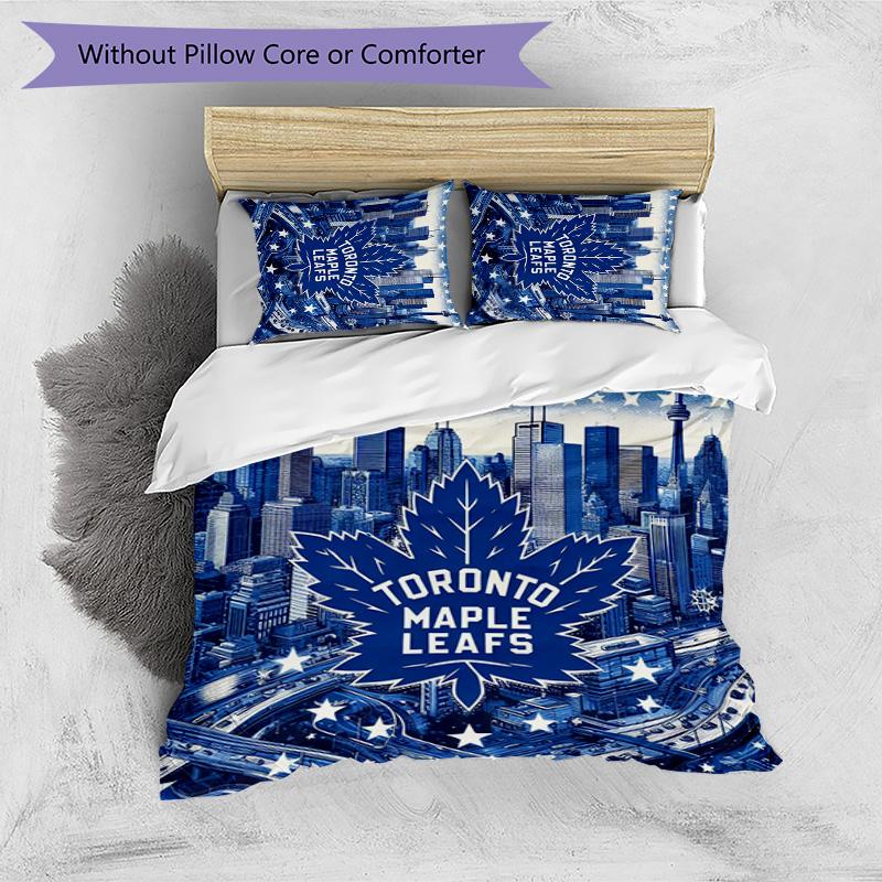 Toronto Maple Leafs Printed 3PCS Bedding Set Soft Breathable Duvet Cover Pillowcases Set Washable Bedroom Decor Home Gift