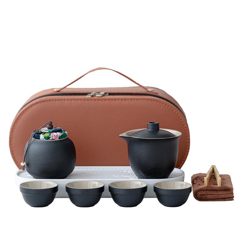 Travel Tea Set Portable Express Cup Cover Bowl Teacup Outdoor Kung Fu Tea Set Business Gift Lettering