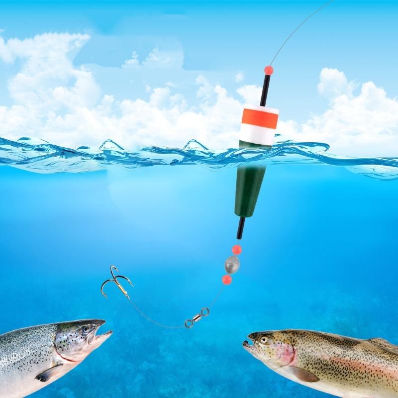 Fishing Bobbers for Nearshore Rock Angling and Coastal Casting, 5-Piece Molded Set with Tapered Shapes and Central Shafts
